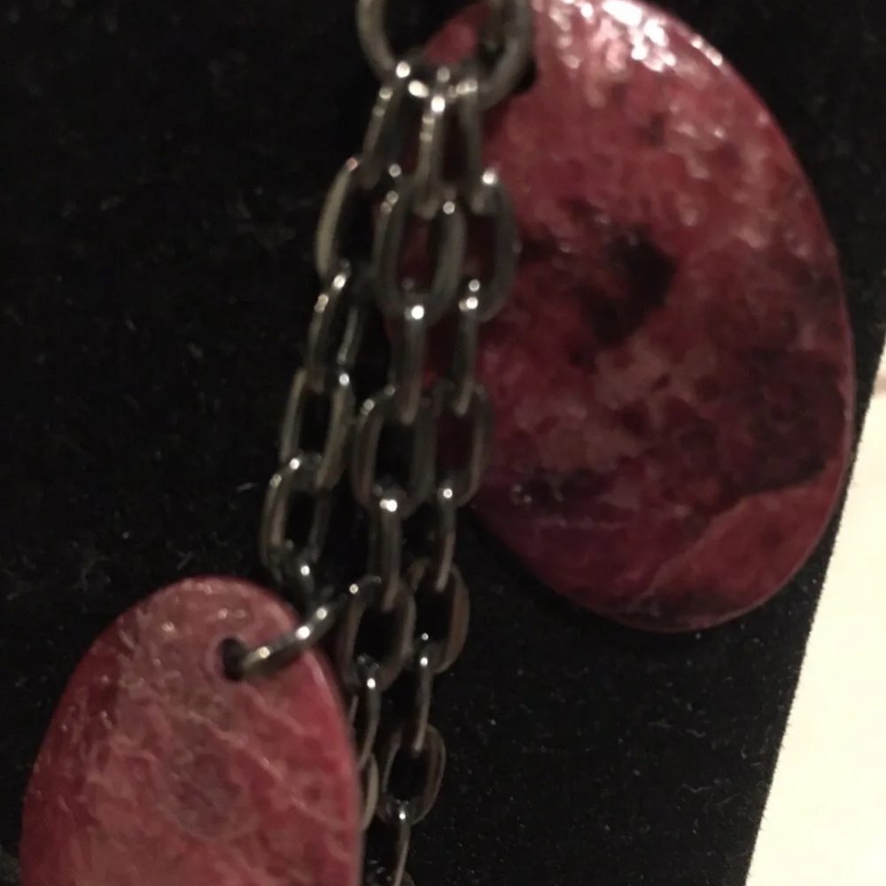 3 Tier 17” + Extension 4”Magenta Oval 21 Shell Necklace Artisan Crafted.